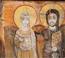 Icône dite de "Jésus et son ami" l'Abbé Mena, Supérieur du Monastère de Baouit Moyenne Egypte (6ème siècle). 